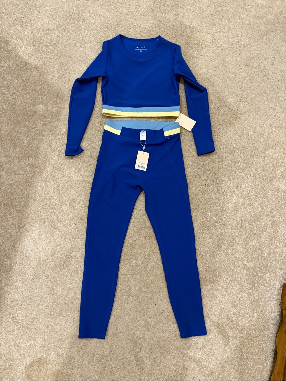 WILLO Blue Two-Piece Active Set with Yellow Trim